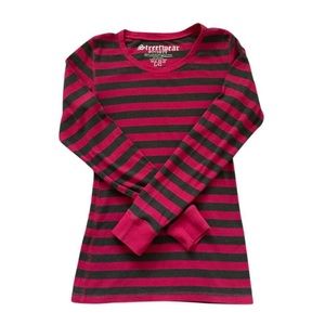 grunge striped pink and grey long sleeve